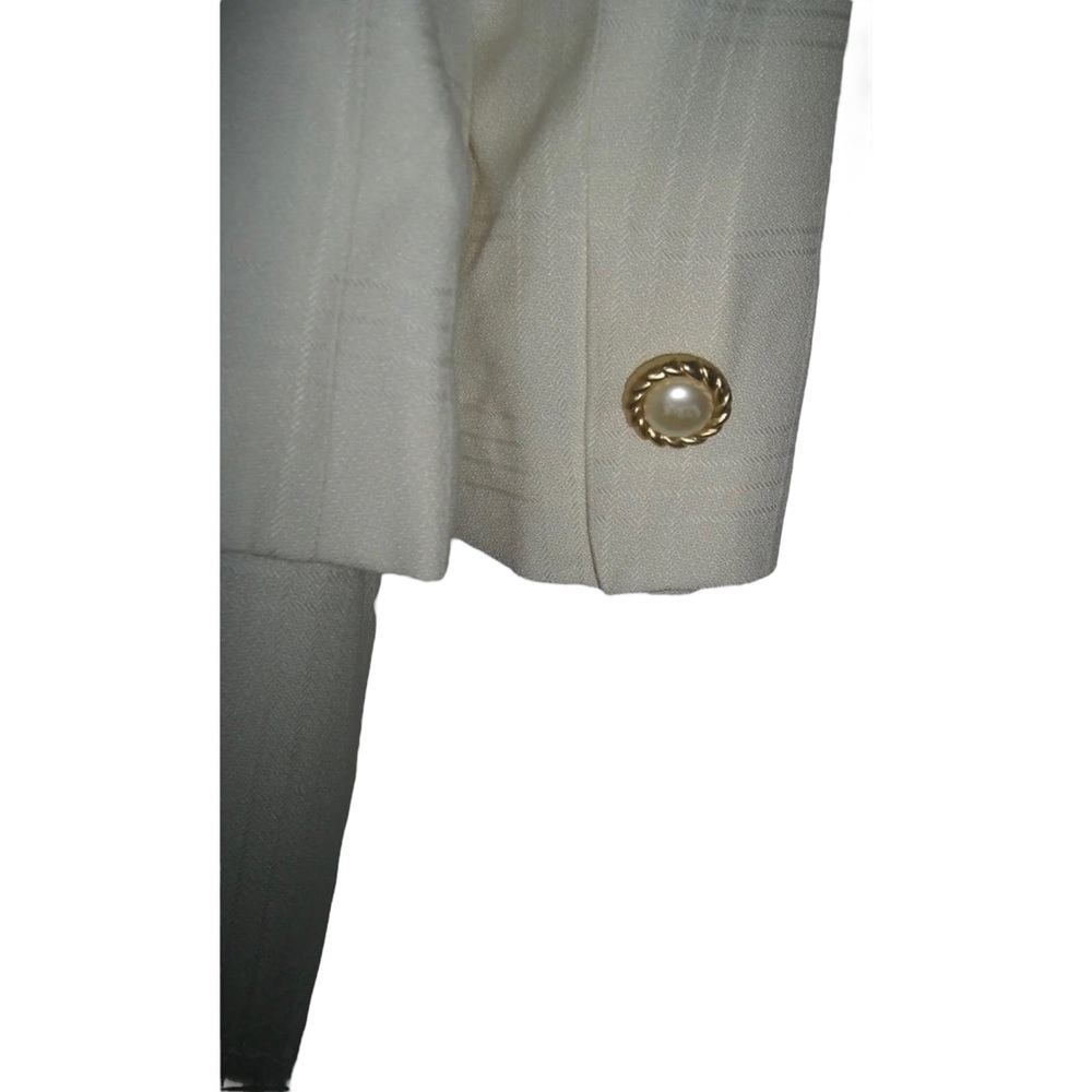 Vintage 90's Petite Sophisticate Suit Plaid Ivory Pearl Buttons Blazer Suit NWT - Picture 7 of 16